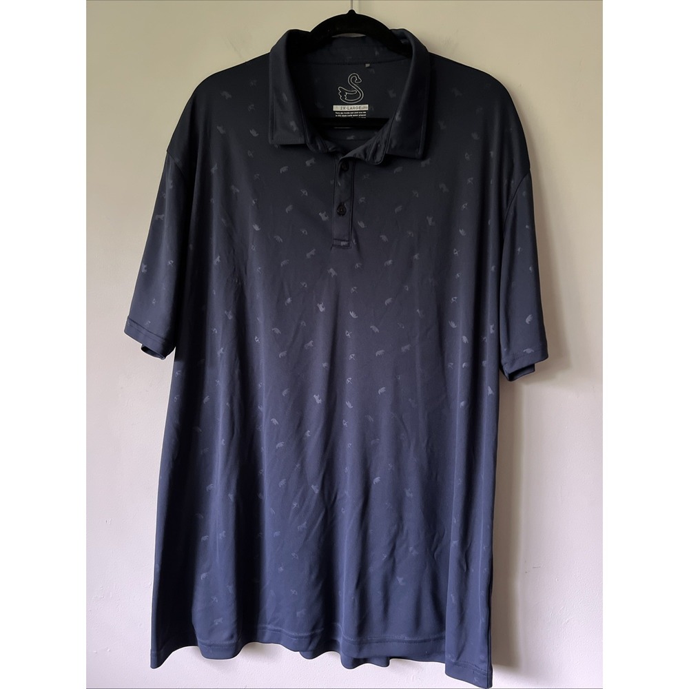SWANNIES Men's Size 2XL Shirt Sleeve Performance Polo Blue Print 100% Polyester
